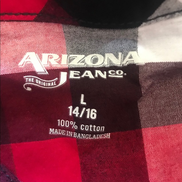 NWT: Arizona plaid button up Sz. L 14/16 - Picture 5 of 7